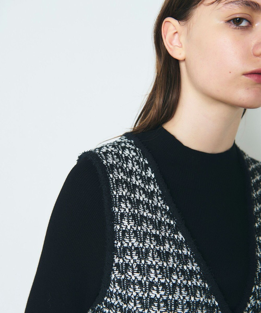 GRACE CONTINENTAL バイカラージャガードニットワンピース 