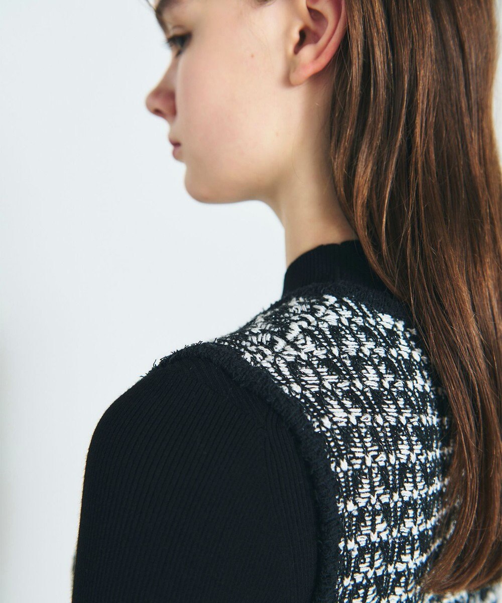 GRACE CONTINENTAL バイカラージャガードニットワンピース 