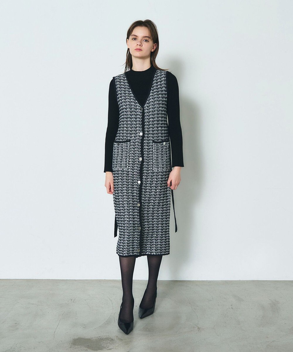 GRACE CONTINENTAL バイカラージャガードニットワンピース 