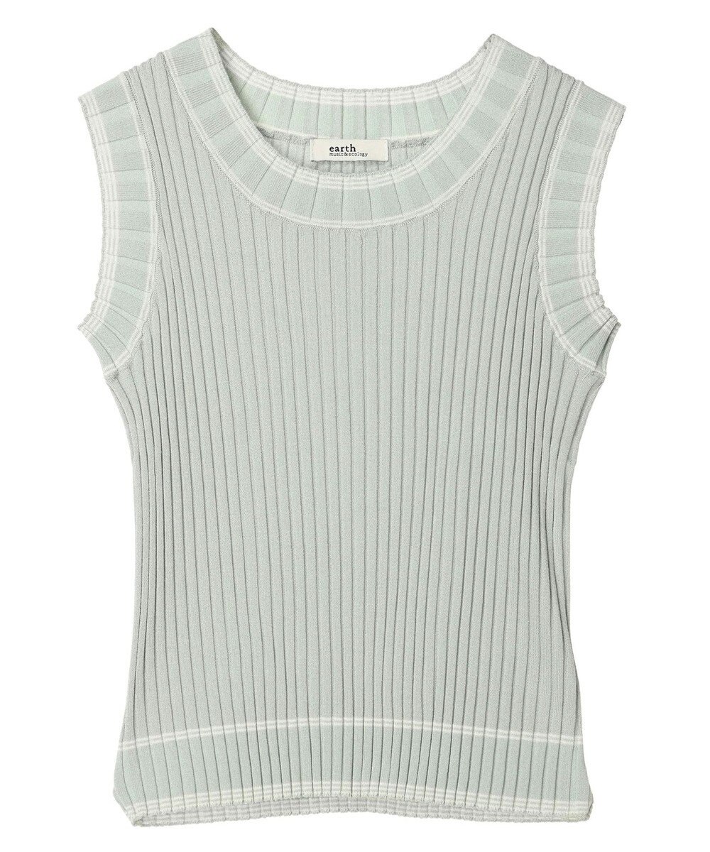 earth music&ecology ノースリーブラインニットプルオーバー 