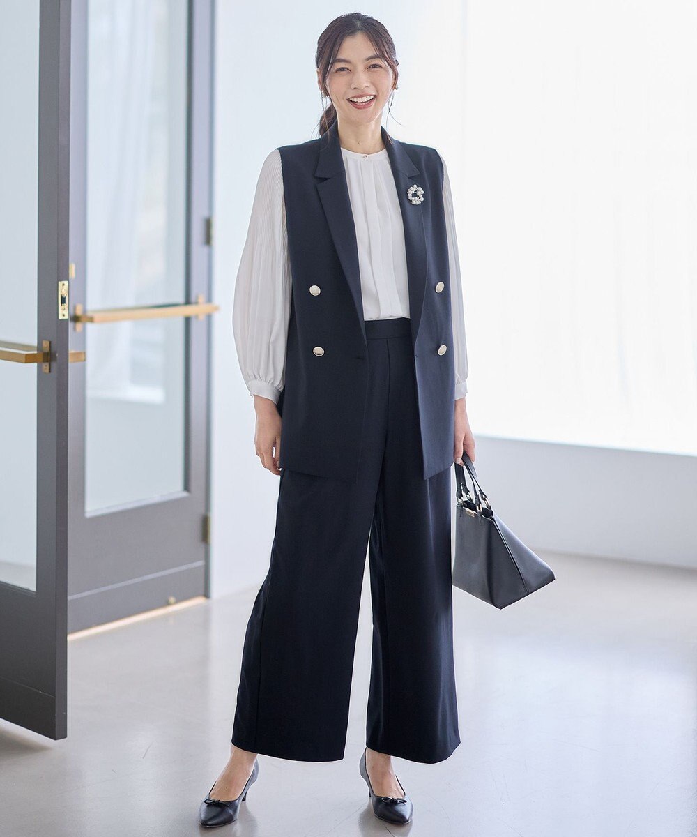 ANY イージーケアライトストレッチワイドパンツ 