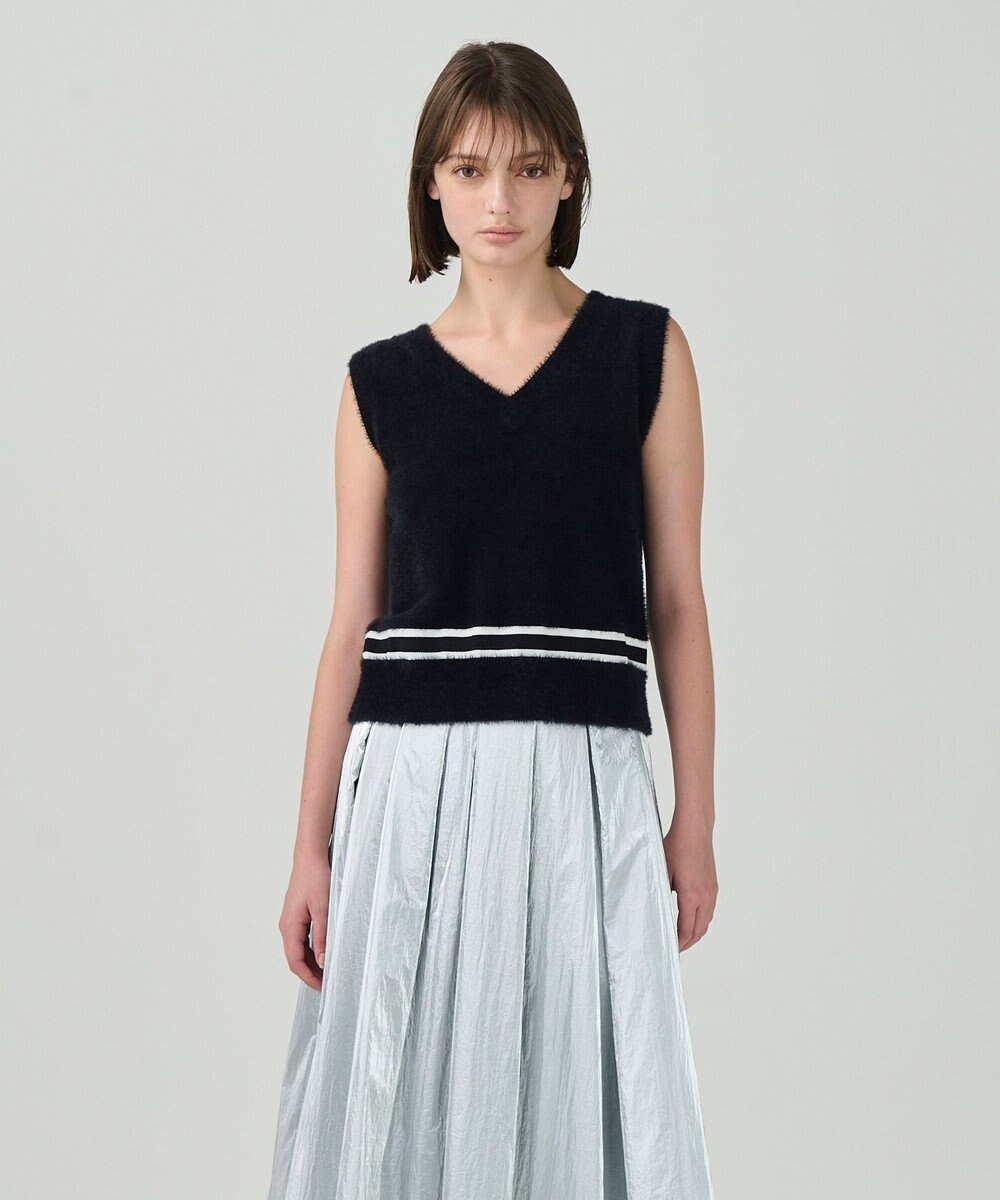 GRACE CONTINENTAL シャギーバイカラーニットノースリーブ 