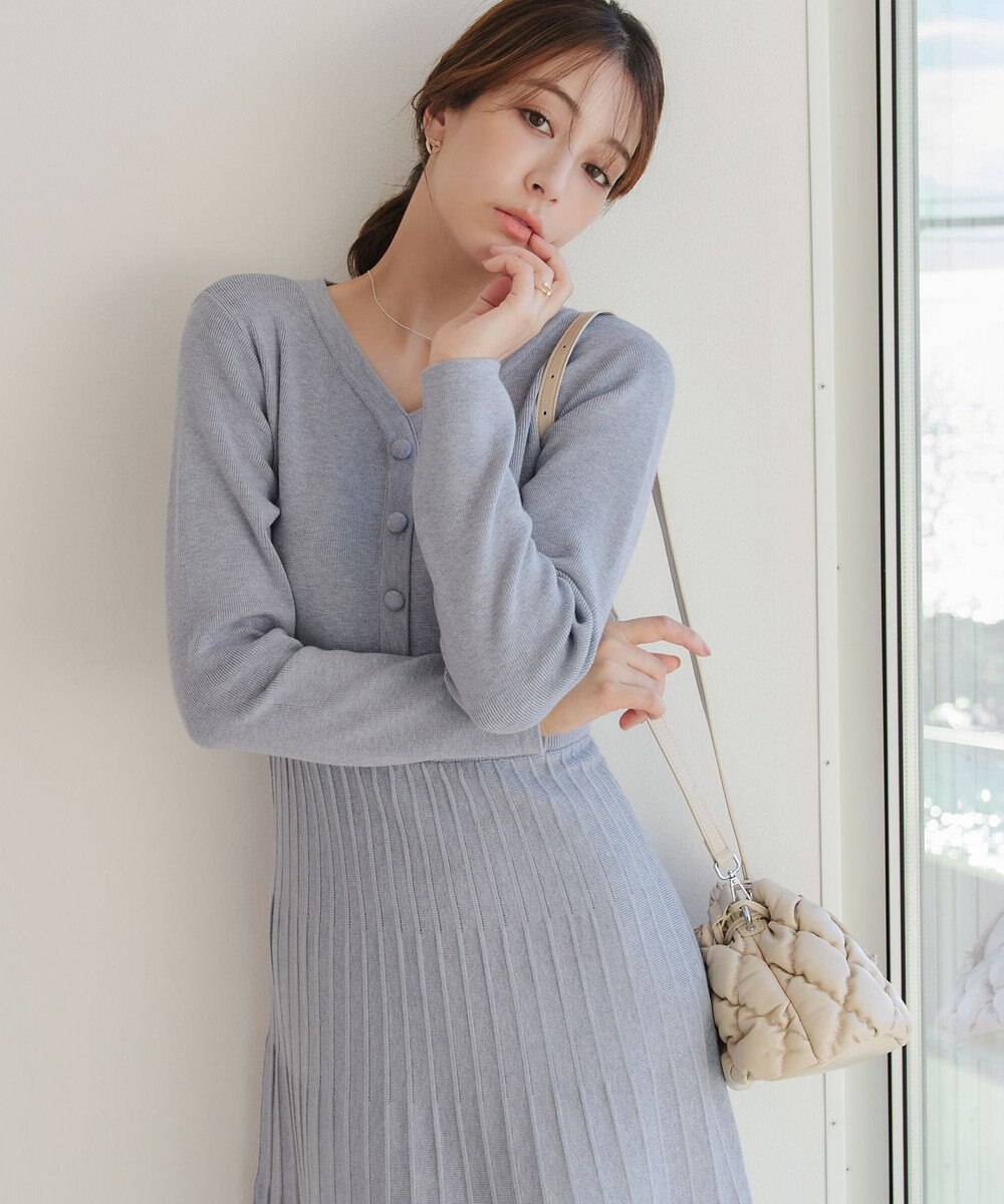 Tiaclasse 【洗える】くるみ釦ニットワンピース 