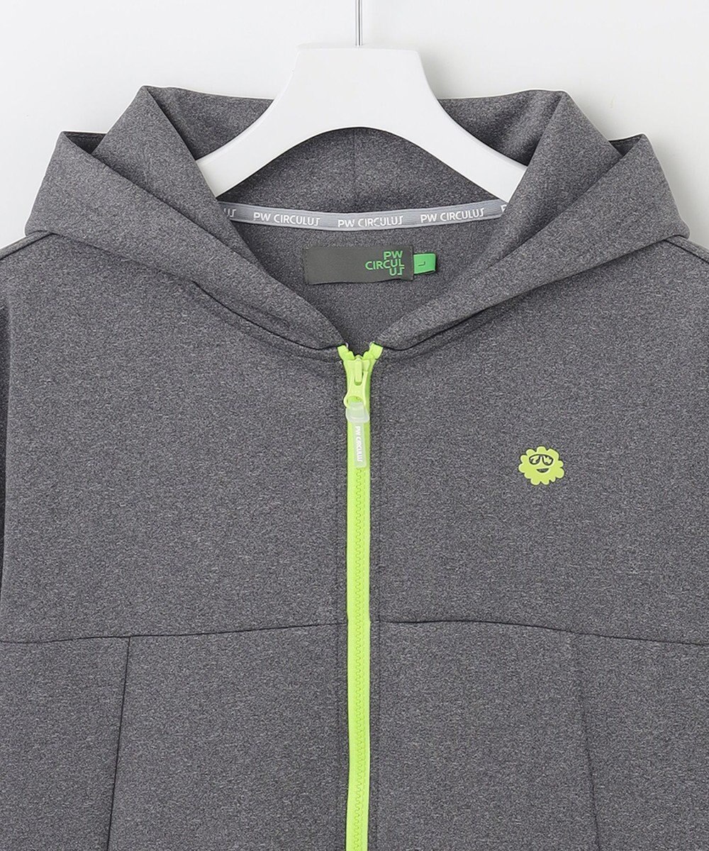 PW CIRCULUS 【MEN】【洗える/吸汗速乾/ストレッチ】ダンボール ロゴ ジップアップ パーカー 