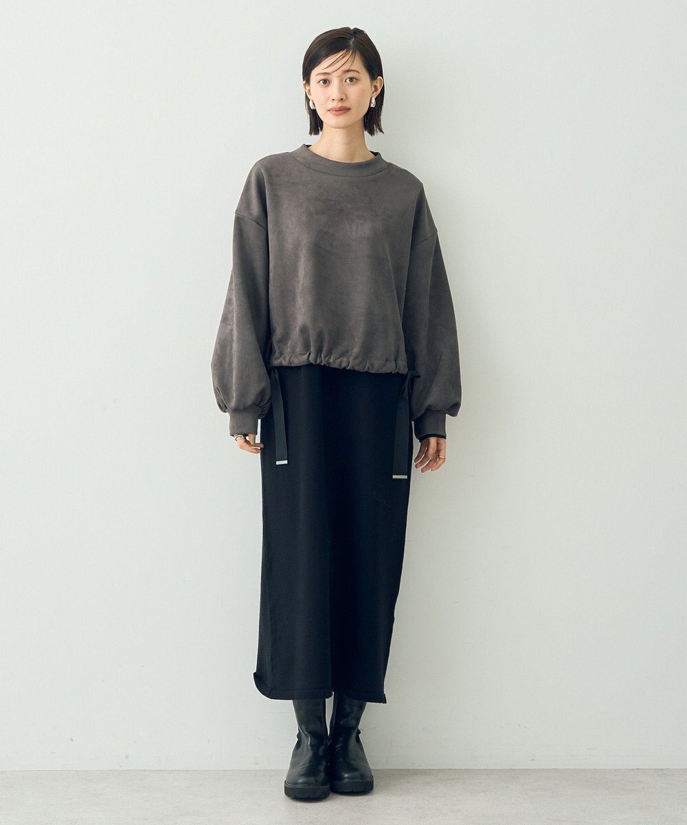 YECCA VECCA 【2点SET】ドロストプルオーバー×ニットワンピース Charcoal Gray