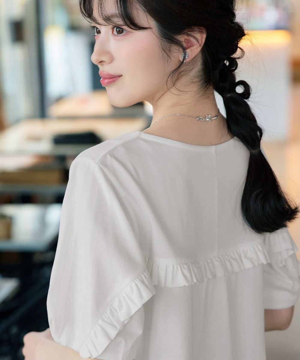 Tiaclasse L 【おのののかさん着用】「サマケア」バックヨークフリルチュニック 