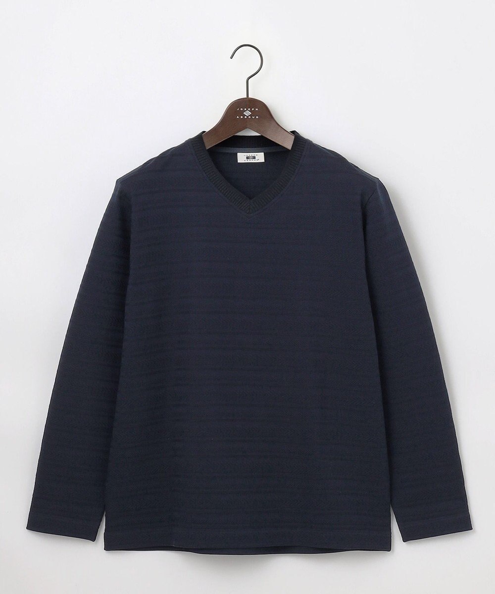 JOSEPH ABBOUD 【オーガニックコットン使用・日本素材・日本縫製】 オーガニックヘリンボ-ンリンクス Vネック Tシャツ 
