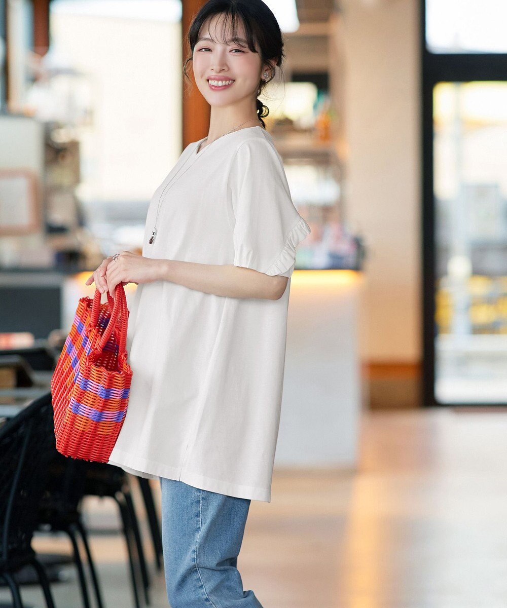 Tiaclasse L 【おのののかさん着用】「サマケア」バックヨークフリルチュニック 