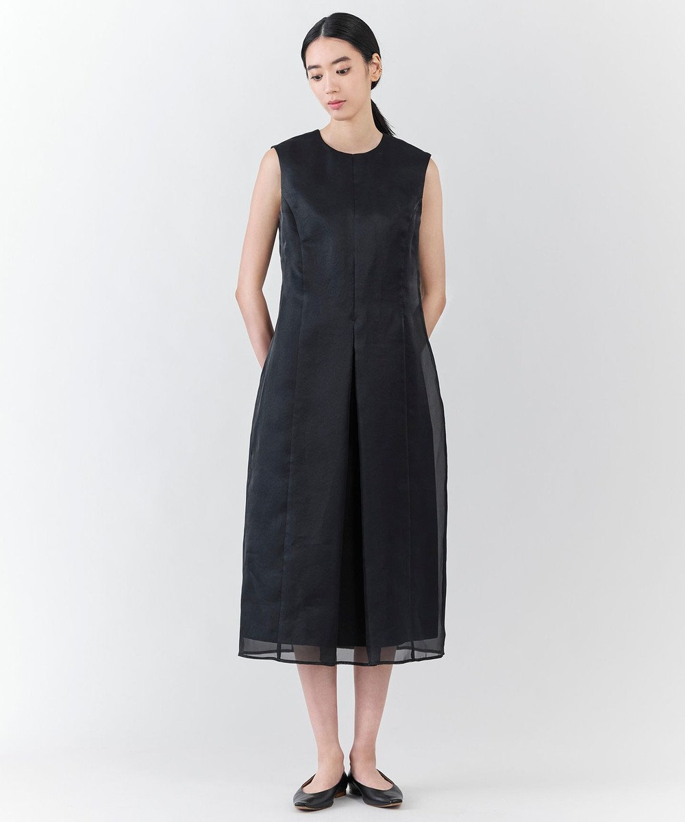 23区 S 【エステータ】シルクブレンド ライトタフタ シアーコンビ ワンピース 