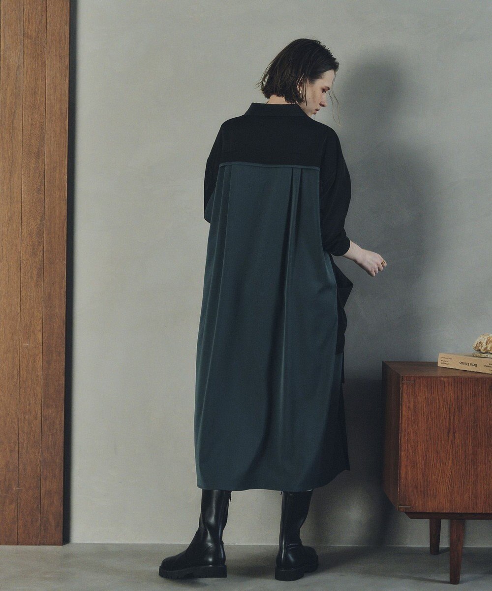 YECCA VECCA カーゴデザイン配色シャツワンピース 