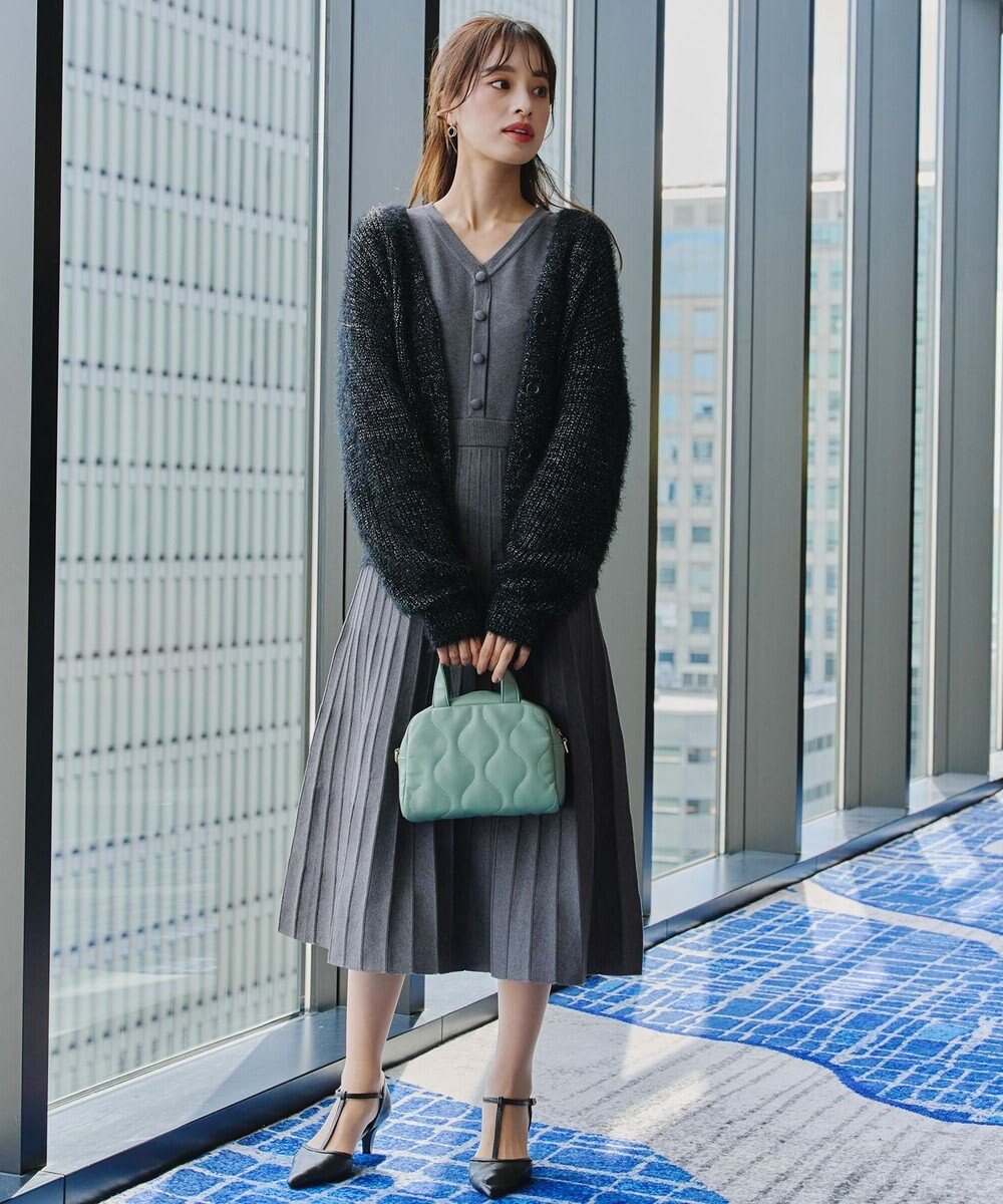 Tiaclasse 【洗える】くるみ釦ニットワンピース 