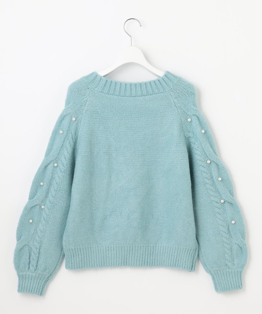 Feroux 【洗える】パールスリーブ ケーブルニット 