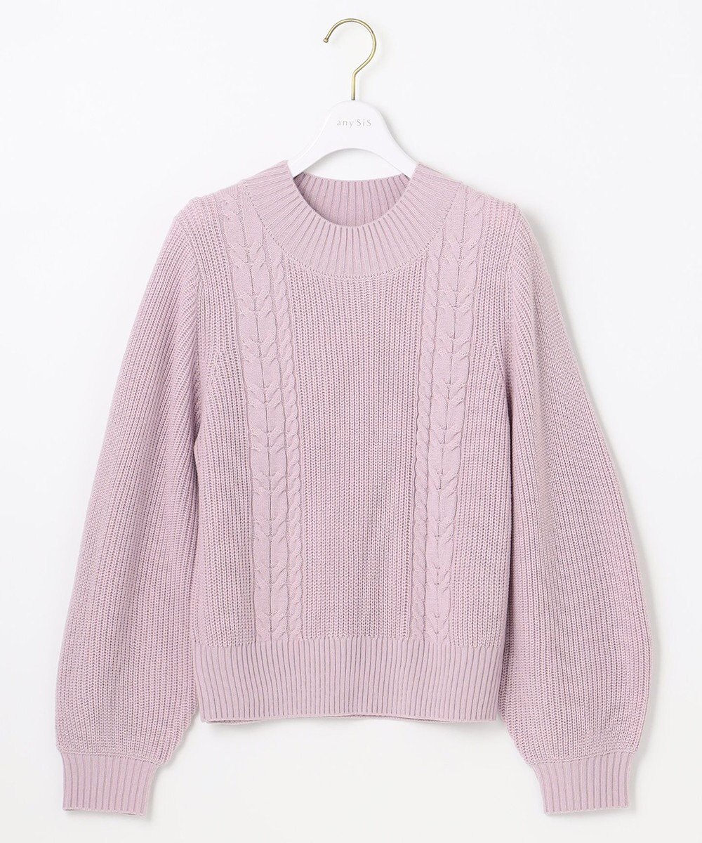 ANY SIS 【洗える】スフレケーブルパフスリーブ ニット 