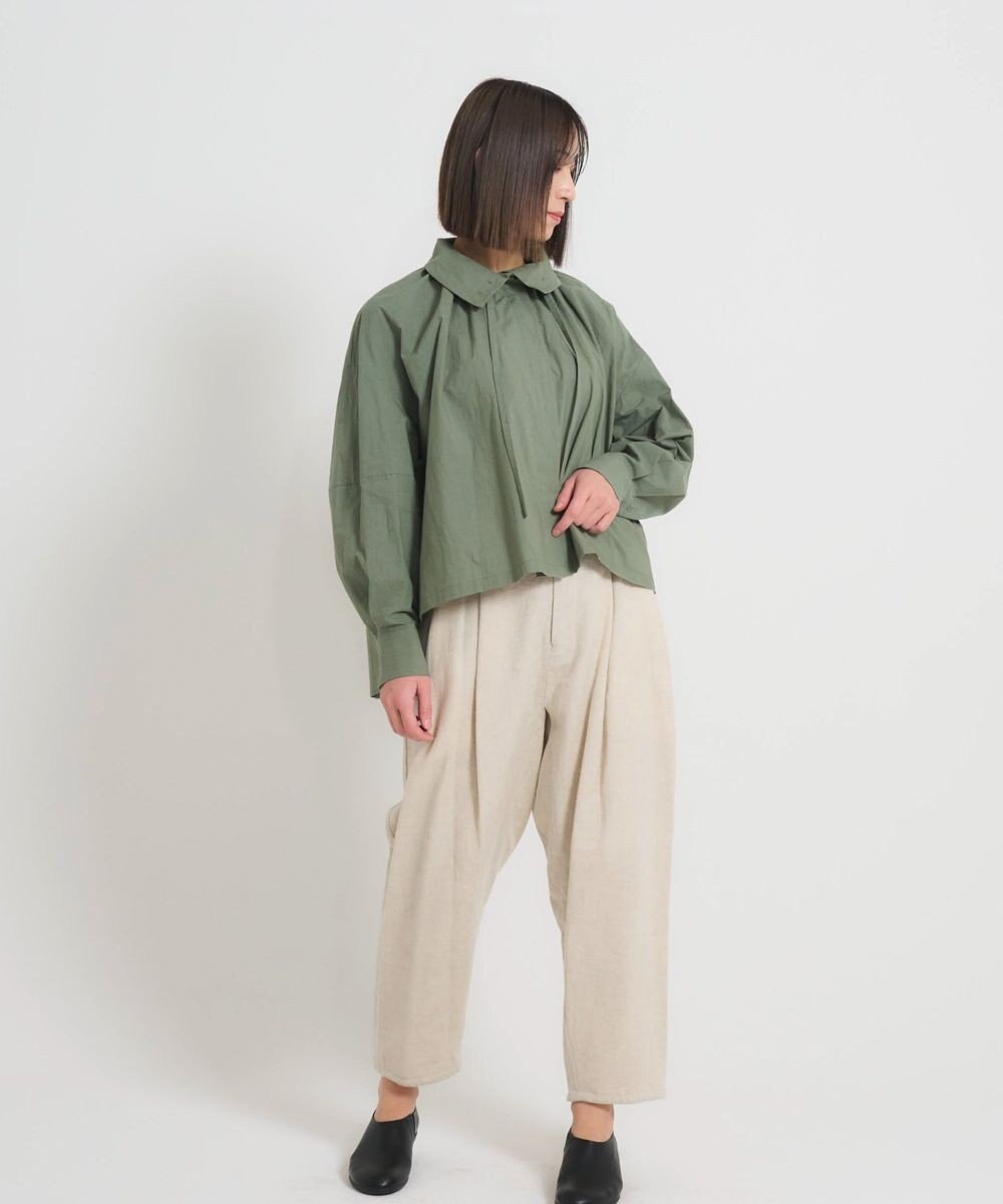 muuc 〈多彩な着方が叶う〉〈衿立て＆衿折り〉〈遠州織物の工場で織られた上質なコットン100%生地〉リボン紐付き多様衿 羽織り＆シャツ 