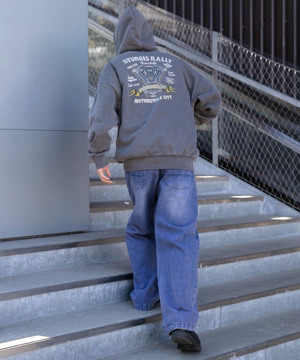 WEGO ピグメントグラフィックプルパーカー 