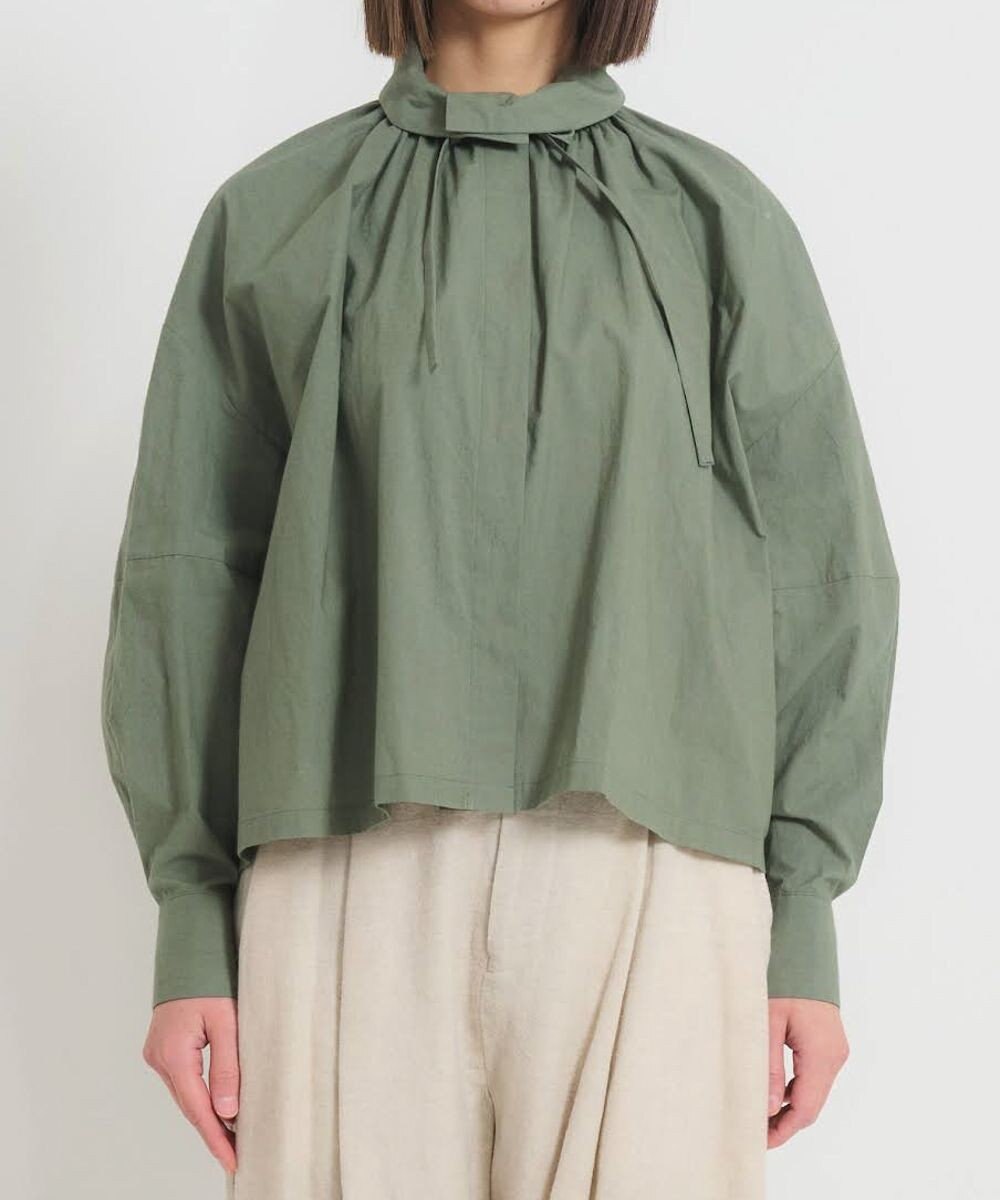 muuc 〈多彩な着方が叶う〉〈衿立て＆衿折り〉〈遠州織物の工場で織られた上質なコットン100%生地〉リボン紐付き多様衿 羽織り＆シャツ 