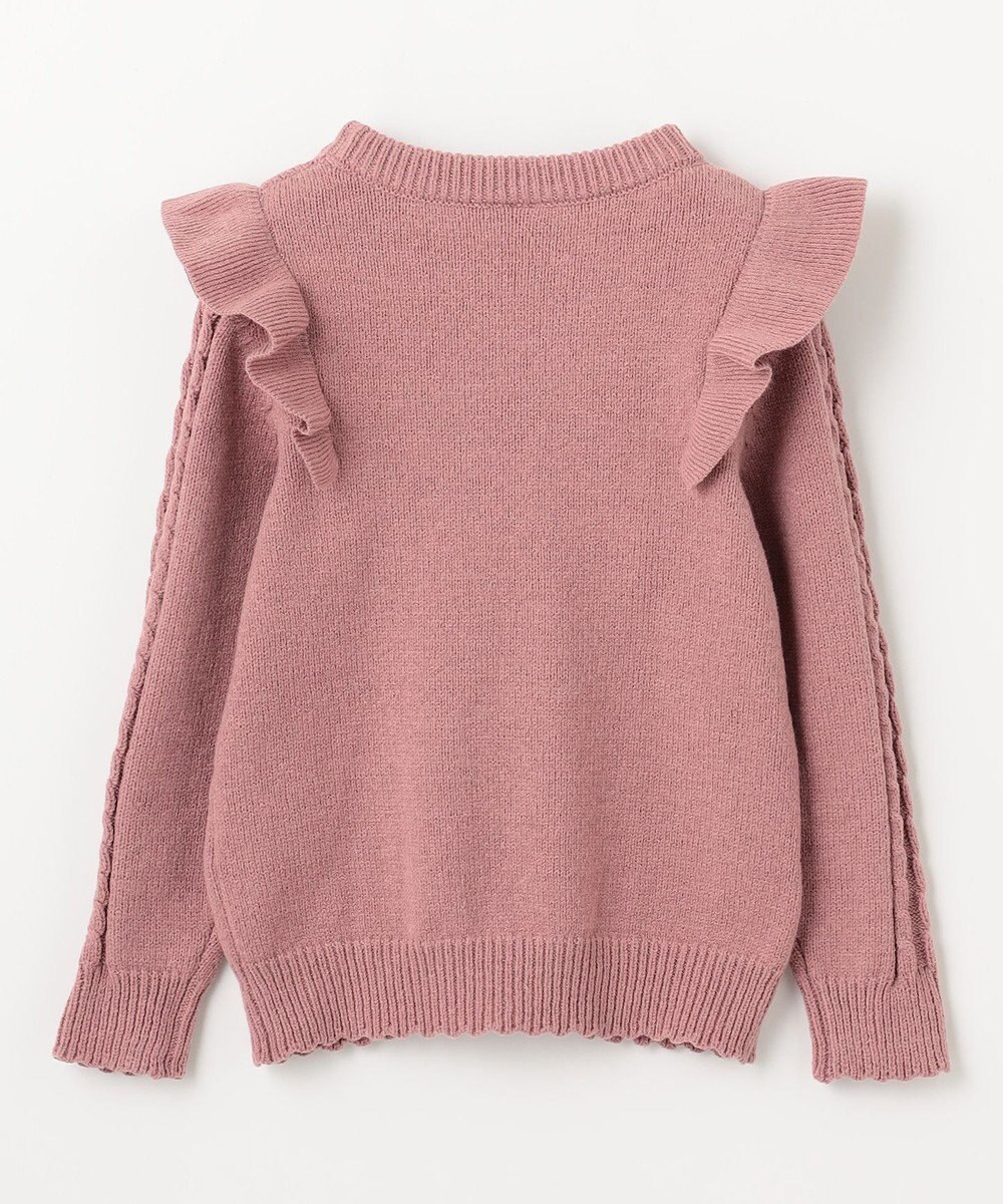 ANY KIDS 肩フリルハートケーブルニット 