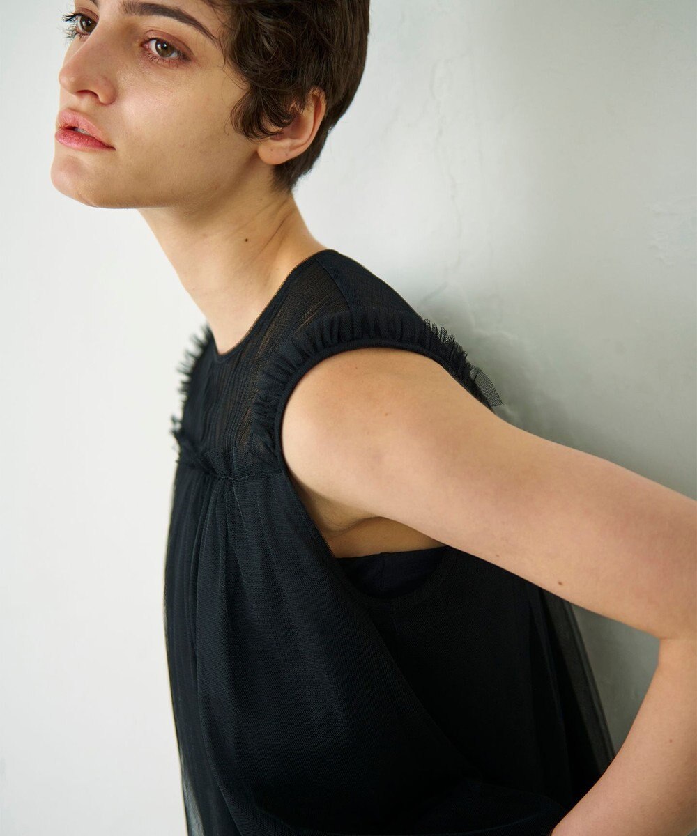 GRACE CONTINENTAL チュールノースリーブ トップ 