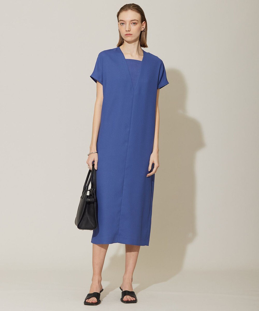 ICB 【接触冷感・UVケア・速乾・洗える】FluidBackSatin レイヤードデザインワンピース 