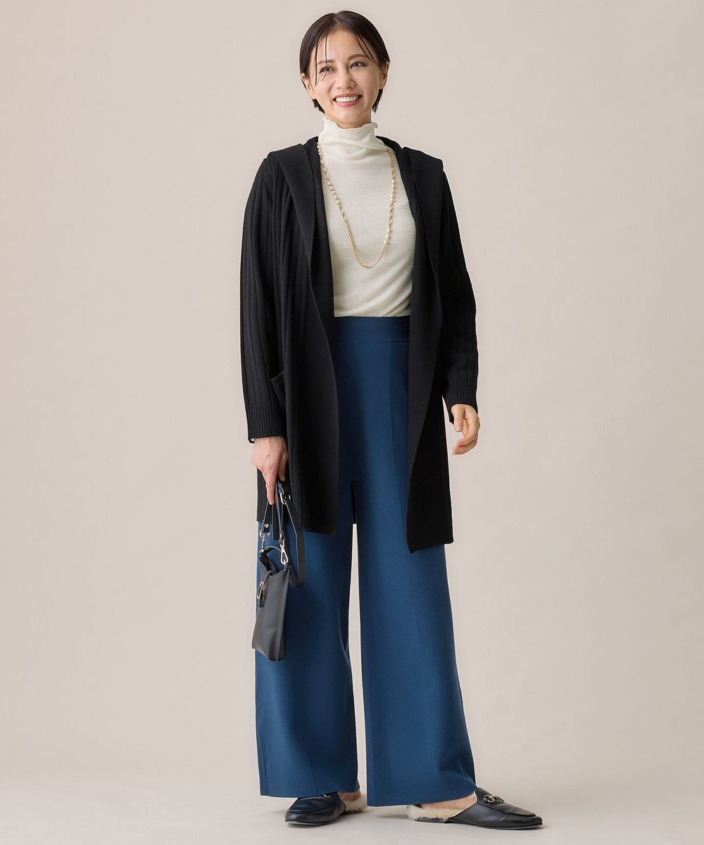 自由区 S 【セットアップ対応・洗える】レーヨンストレッチニットワイド パンツ 