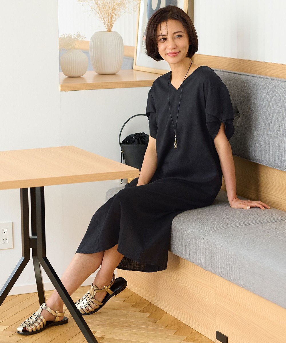 自由区 【洗える・XSサイズあり】テンセルリネンデニム ワンピース 