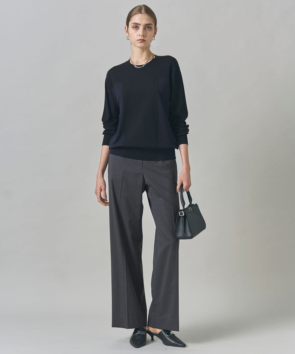 ICB 【洗える】マットヴィスコースポリエステル ブロッキングニット 