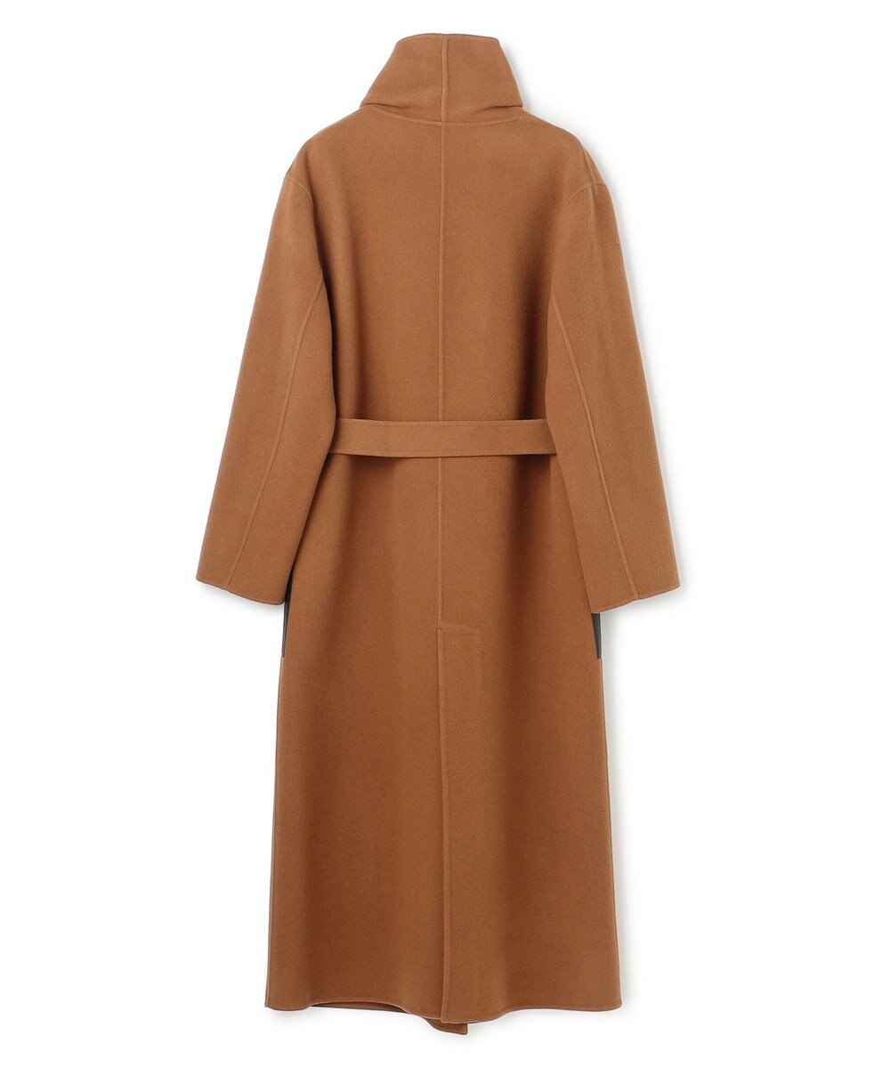 BEIGE， LEMOORE / ウールリバーフェイクレザーポケット付きコート 