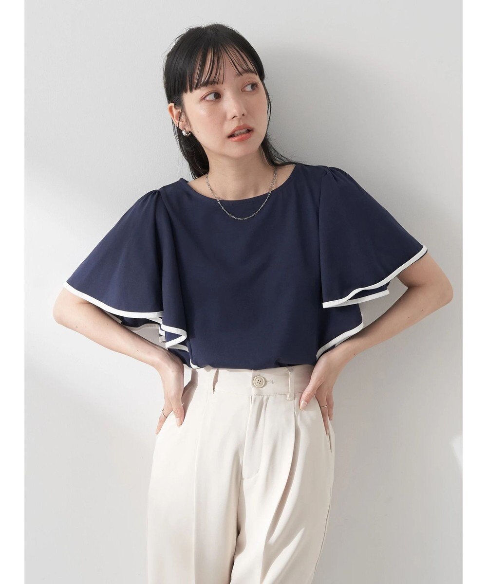 earth music&ecology パイピングフレアスリーブカットソー 