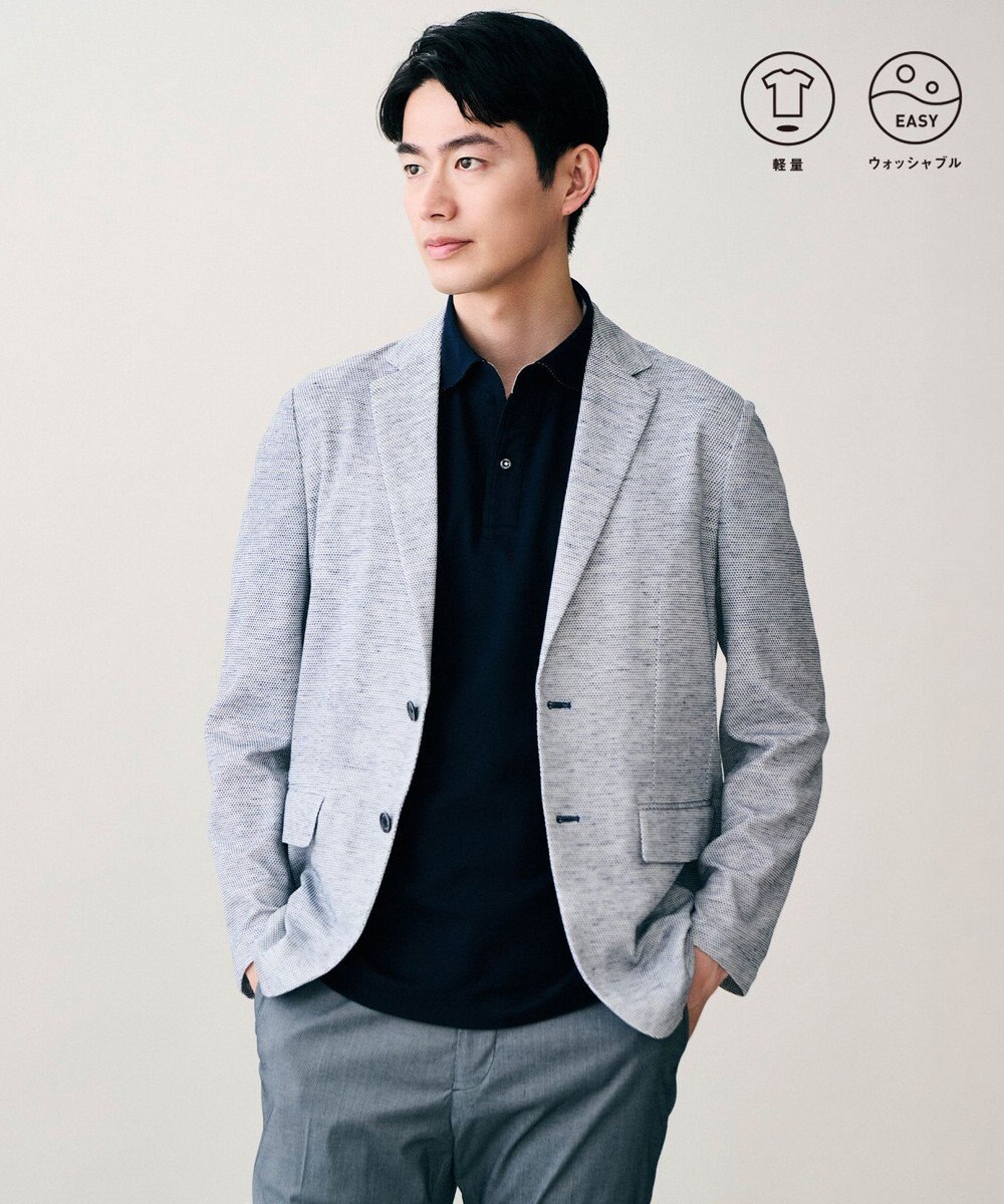 JOSEPH ABBOUD リラックスクールビズ【フランス産リネン×日本の技術/ストレッチ】ノルマンディーリネントップジャージージャケット 