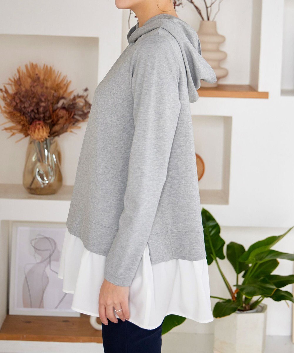 Tiaclasse L 【洗える】ポンチドッキングギャザーパーカー　 