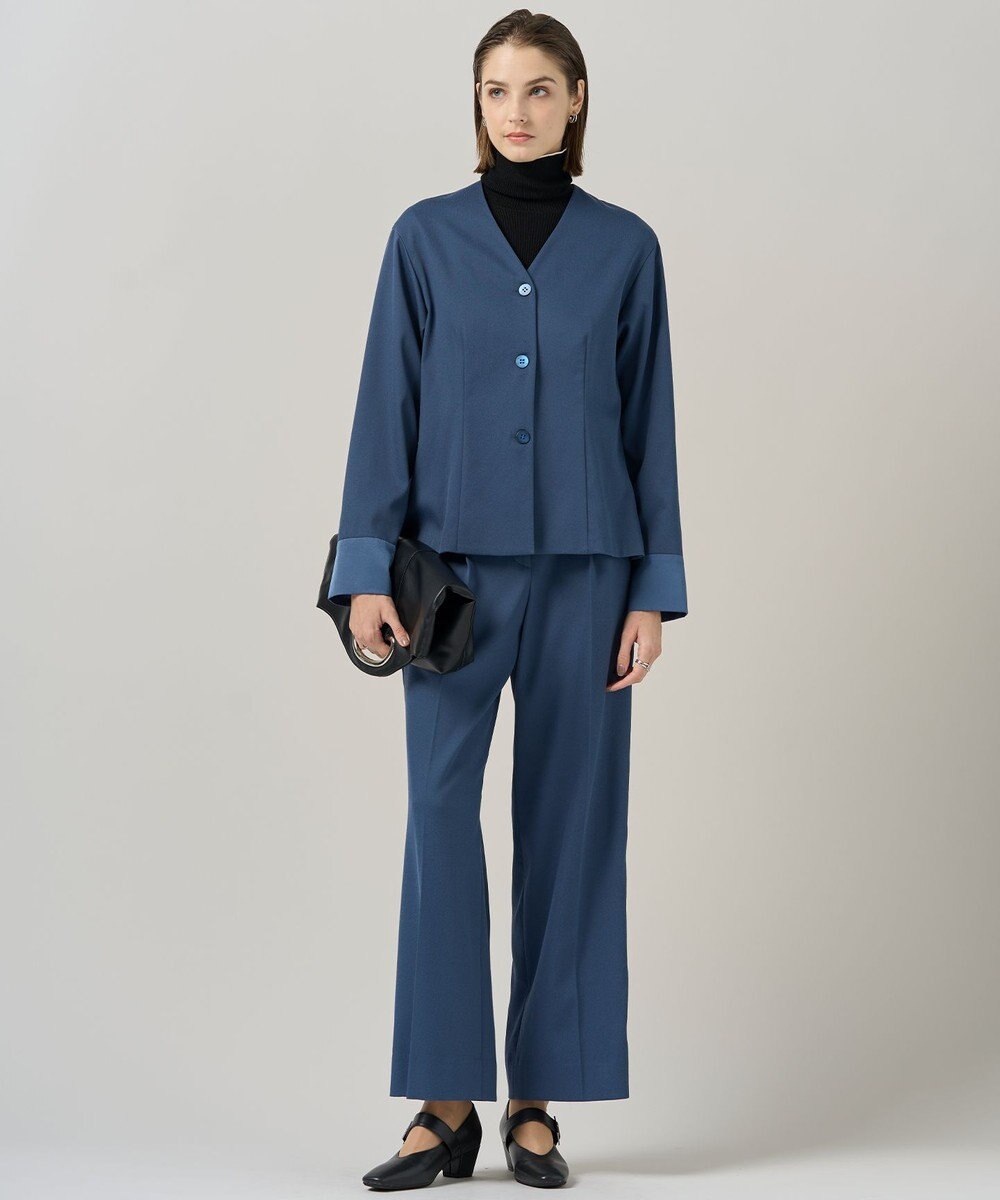 ICB 【CLASSY.掲載・裏起毛】 ウォームサテン カーディガンブラウス 