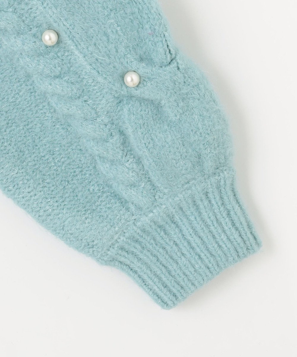 Feroux 【洗える】パールスリーブ ケーブルニット 