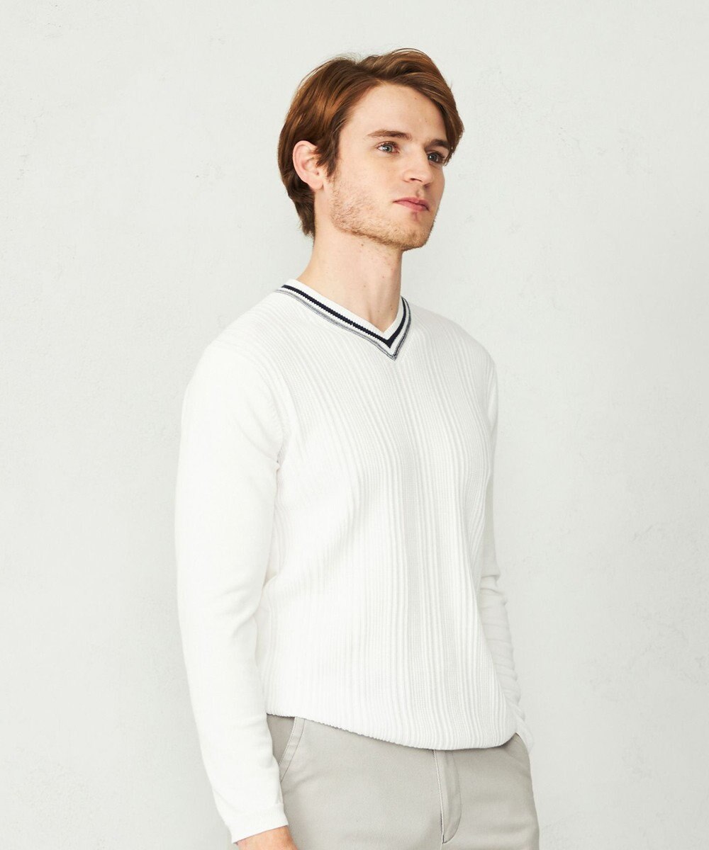 JOSEPH ABBOUD 【オーガニックコットン】JOE COTTONエアーパールリブ ニット 