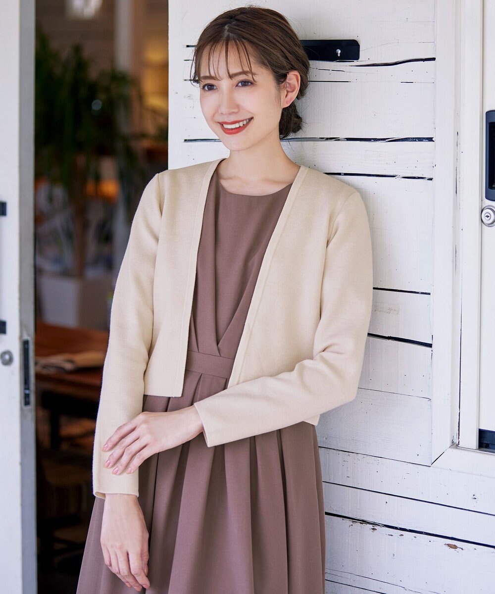 Tiaclasse L 【新色追加・洗える】ストレートショートニットボレロ 