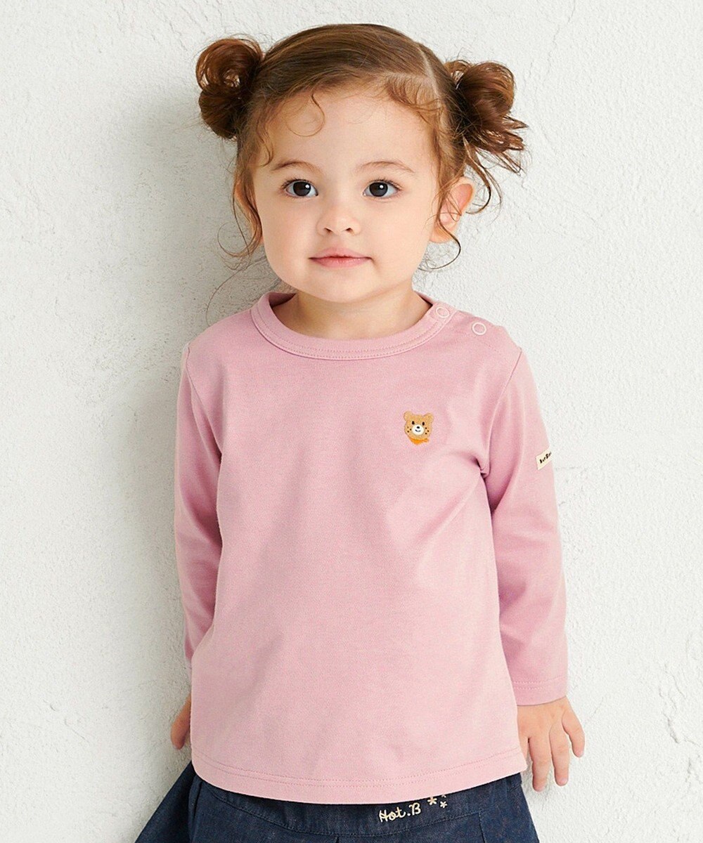 MIKI HOUSE HOT BISCUITS 【70-120cm】【Everyday Series】ワンポイント 長袖Tシャツ 