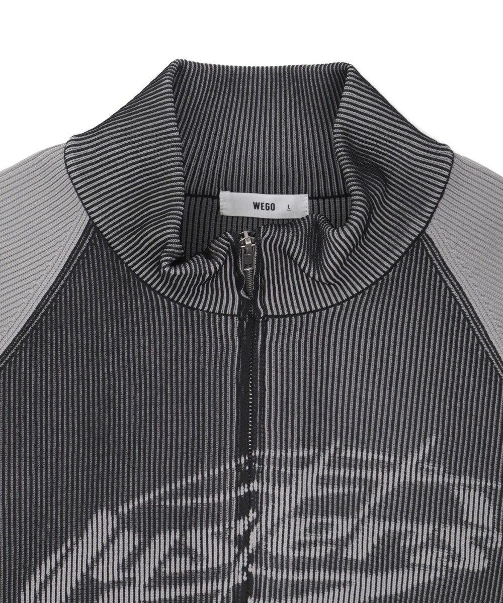 WEGO 【ユニセックス着用ITEM/MLサイズ展開】ラグラングラフィックニットブルゾン 