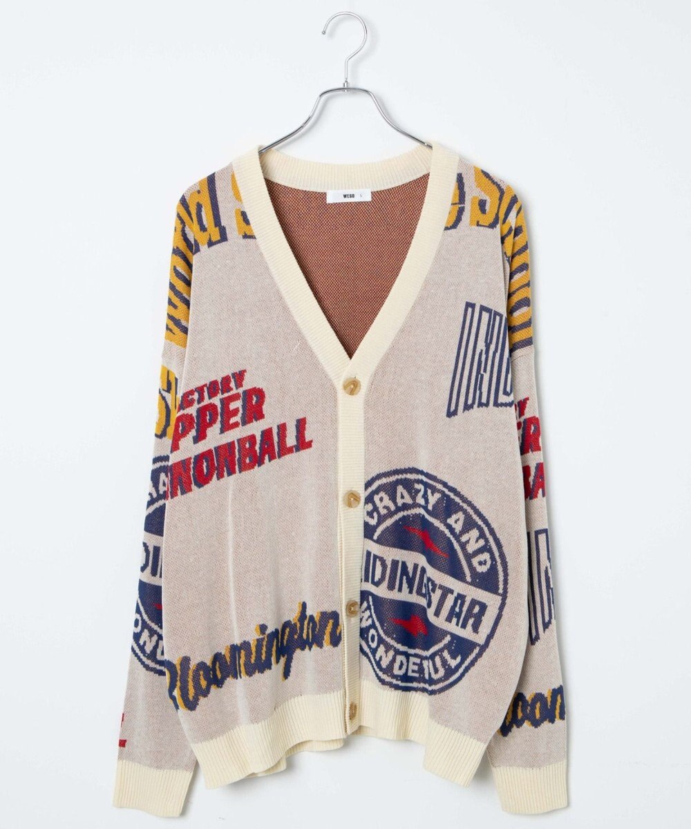 WEGO 【ユニセックス着用ITEM】オーバーフィットドライタッチパターンカーディガン 