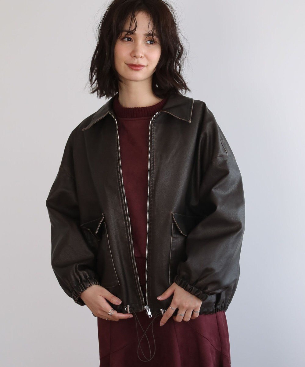 Green Parks ・ＥＬＥＮＣＡＲＥ　ＤＵＥ　フェイクレザーブルゾン 