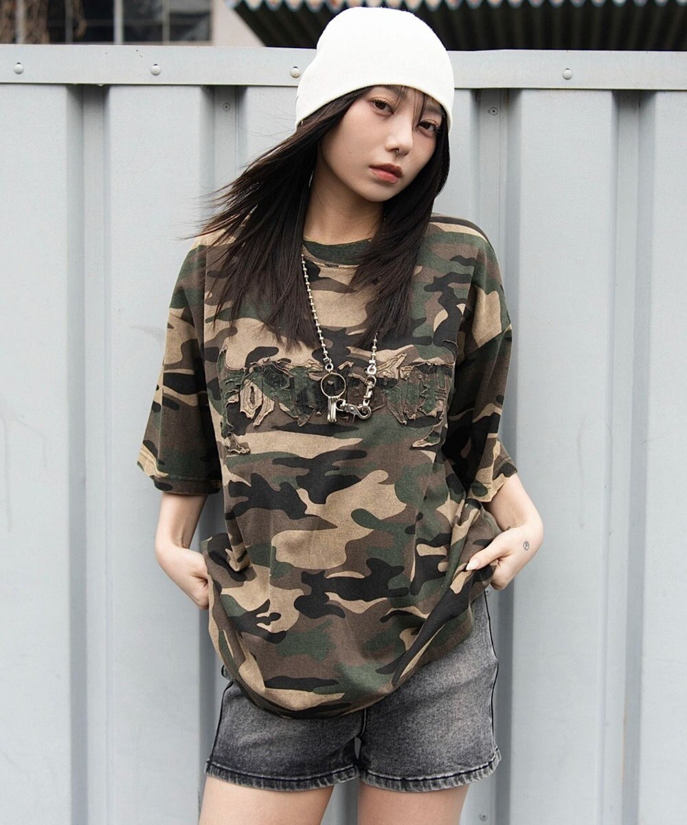 WEGO 【ユニセックス着用ITEM/MLサイズ展開】ブリーチダメージアップリケT（SS） 