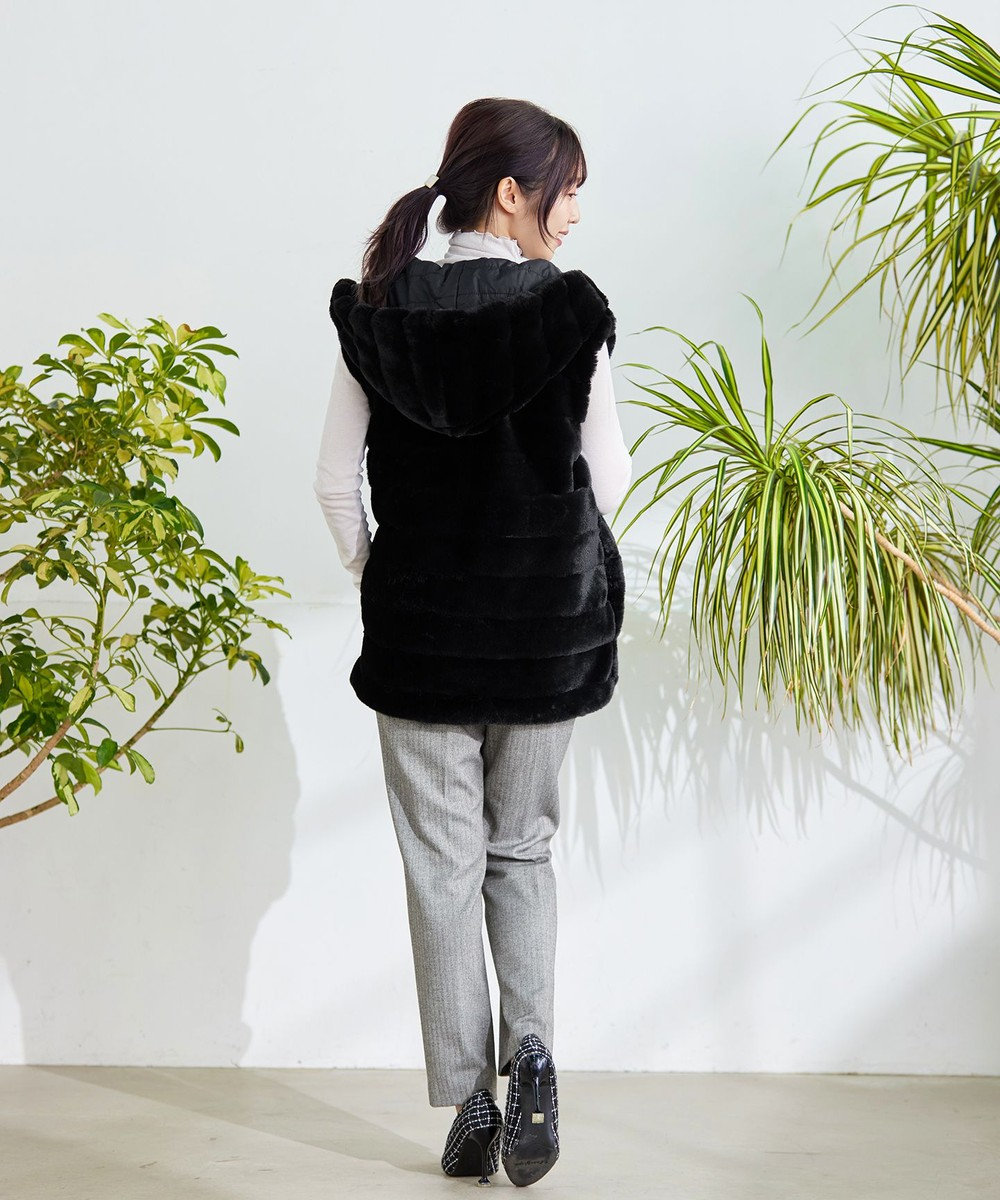 Tiaclasse 【2WAY】着回し自由のリバーシブルキルトフェイクファーベスト 