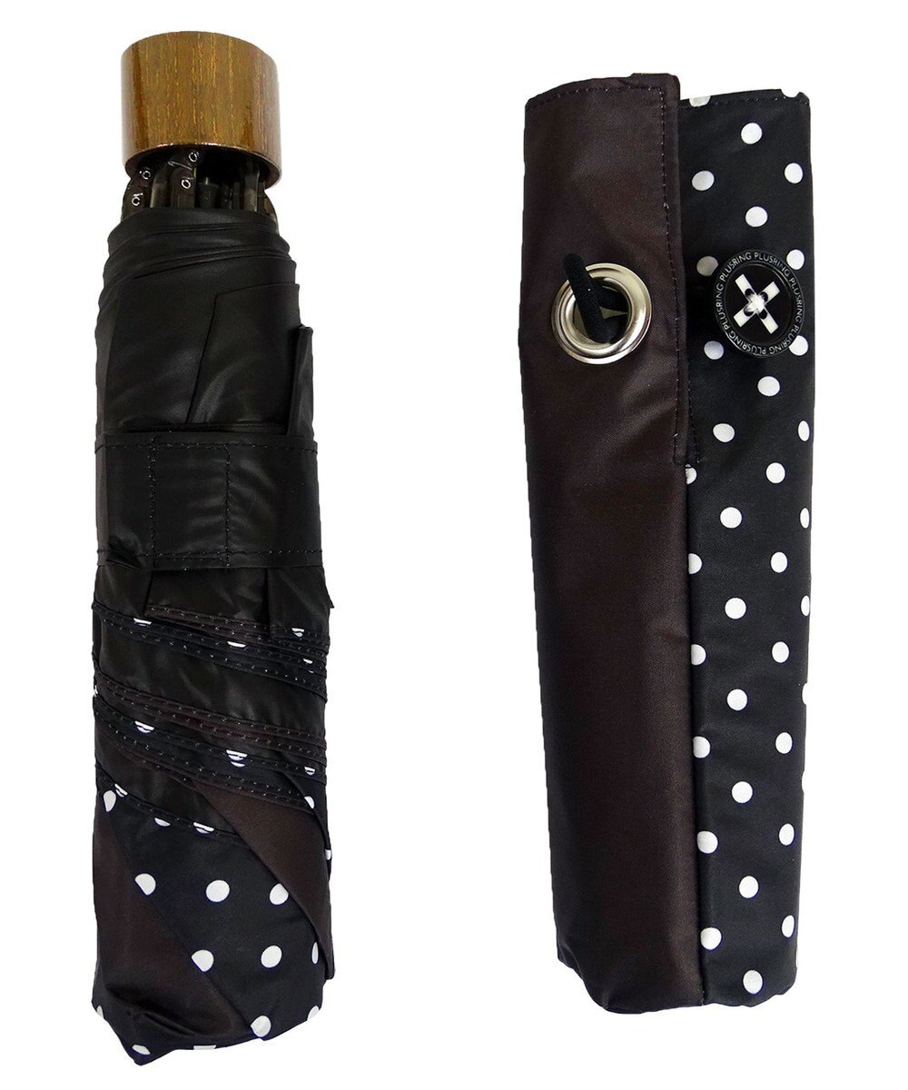 +RING 【プラスリング】【数量限定】【遮光/99%以上】レディース向け 晴雨兼用（折） BLK-DOT T943 
