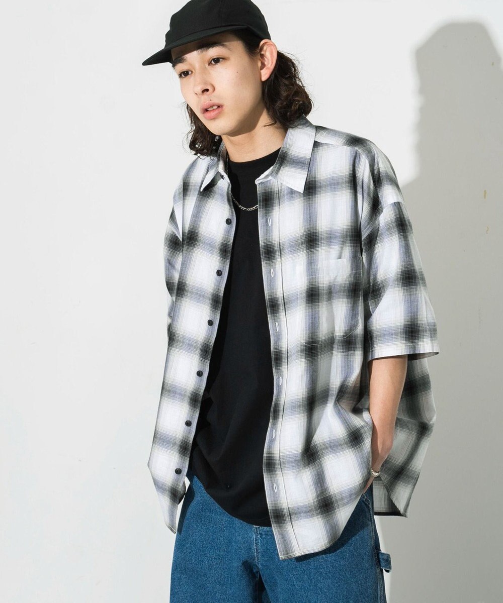 WEGO オンブレチェックシャツ（S） 