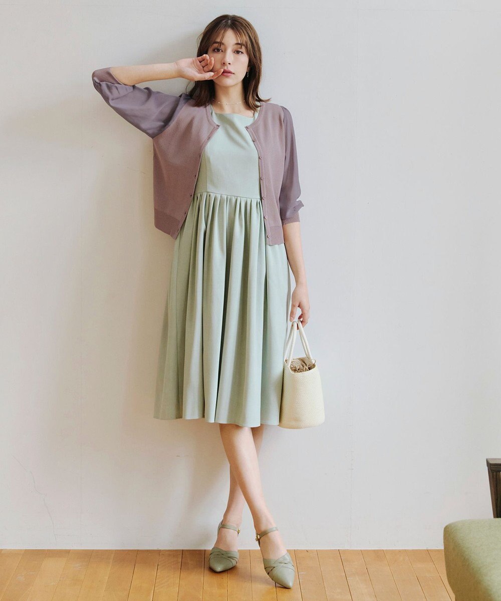 Tiaclasse L 【洗える】パフスリーブコンビカーディガン 