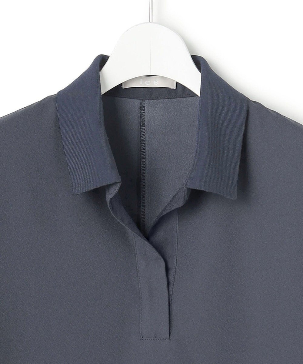 ICB 【先行予約・WEB限定】FluidBackSatin ニット衿シャツワンピース 