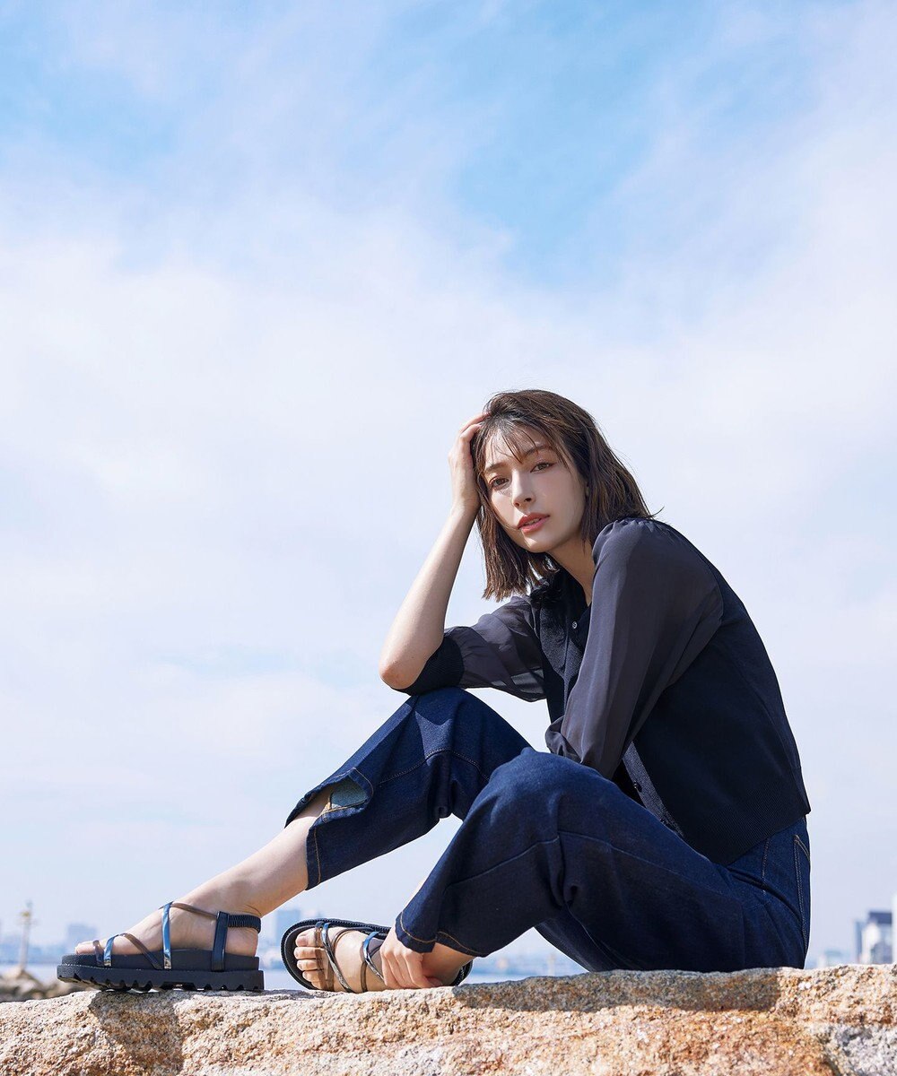 Tiaclasse L 【洗える】パフスリーブコンビカーディガン 