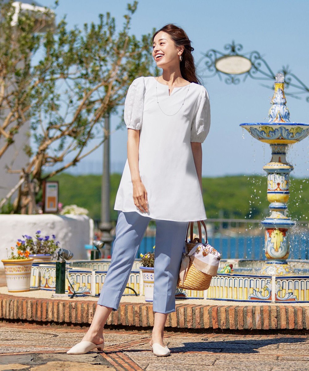 Tiaclasse L 【洗える】スリットテーパードパンツ 