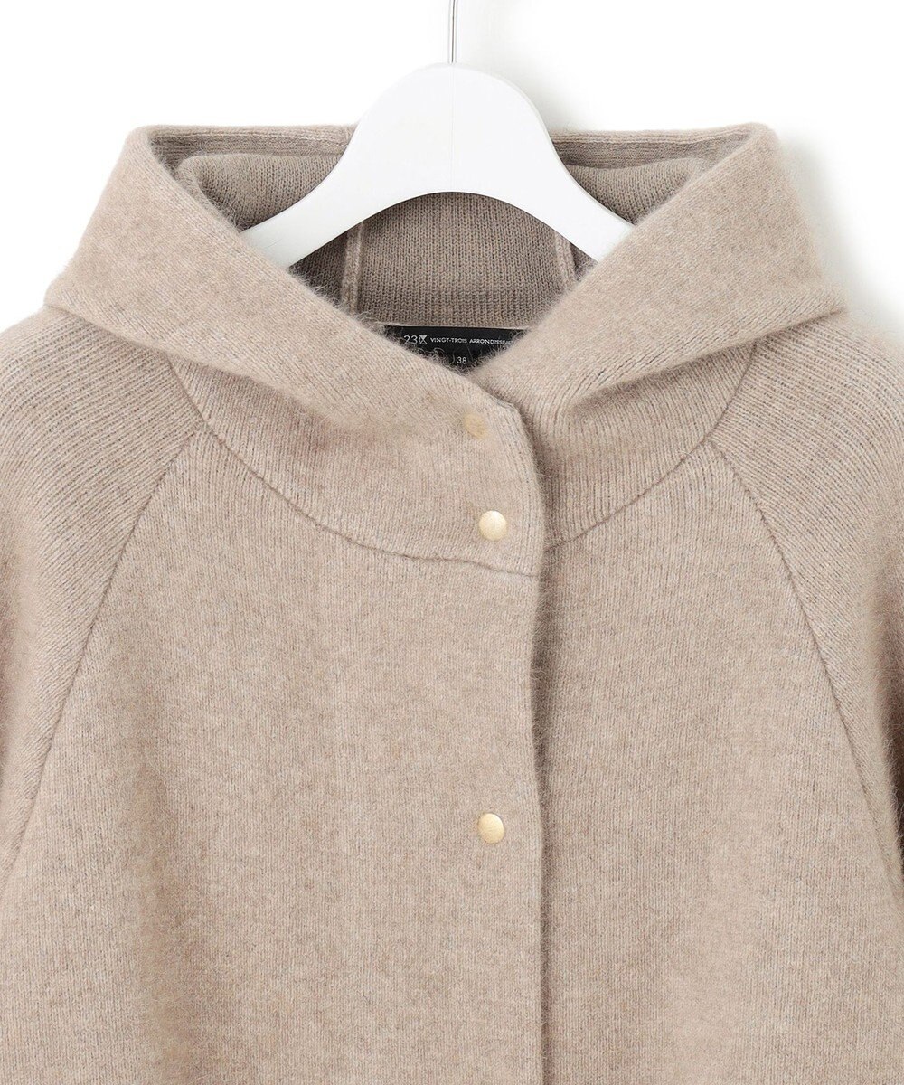 23区 ラクーンブレンドダブルフェイス ニット フーディー 