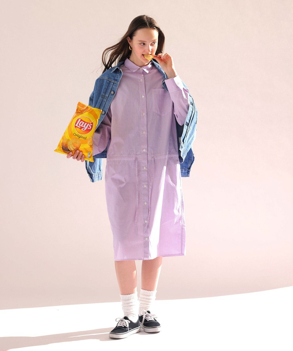 LENO SHIRTS DRESS CANDY STRIPE / シャツワンピース 