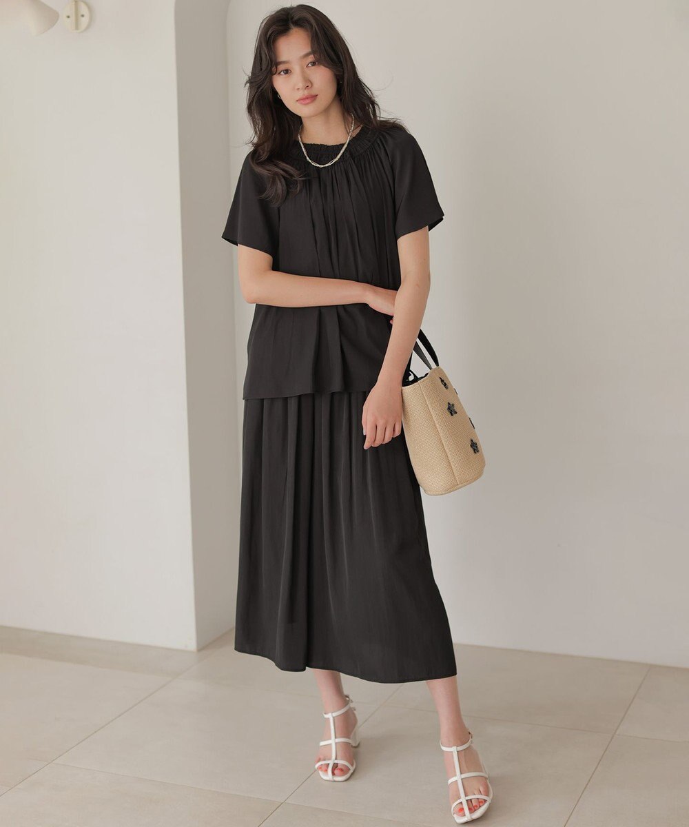 組曲 L 【先行予約】ギャザーライトデシン フレアブラウス 