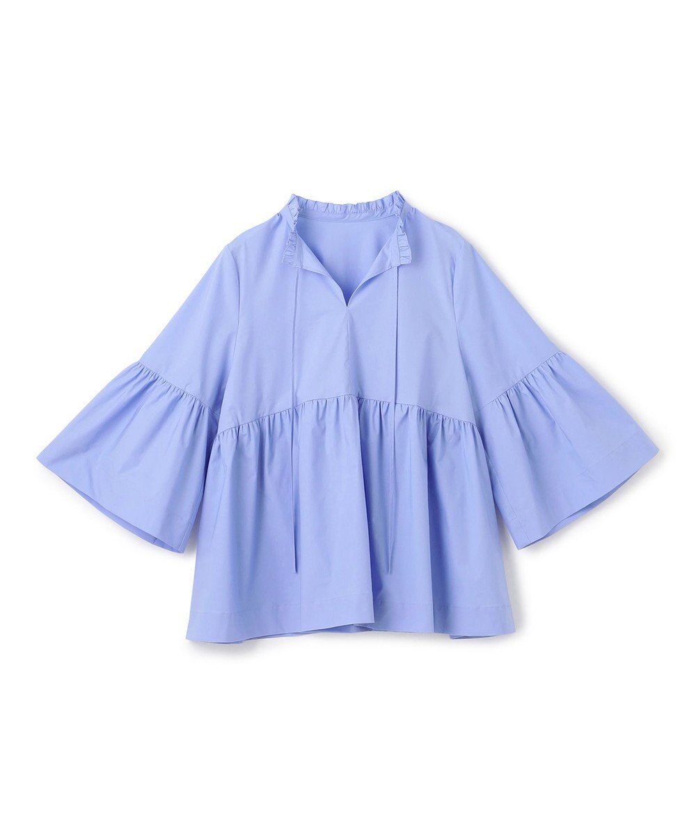 UNFILO コットンブロード フリルネックシャツ 